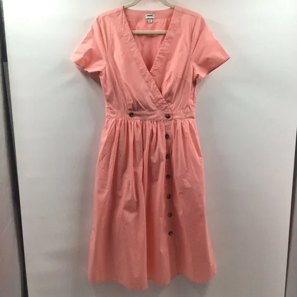 J. Crew Factory | Dresses | J Crew Factory Women Light Coral Peach Cotton Button  Front Midi Wrap Dress Nwot | Poshmark